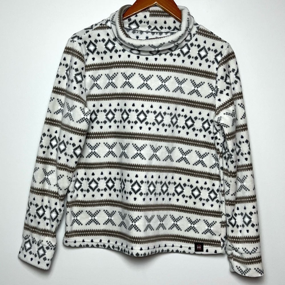 Mountain & Isles Womens Fleece Nordic Print Mock Neck Sweater Sweatshirt Sz M